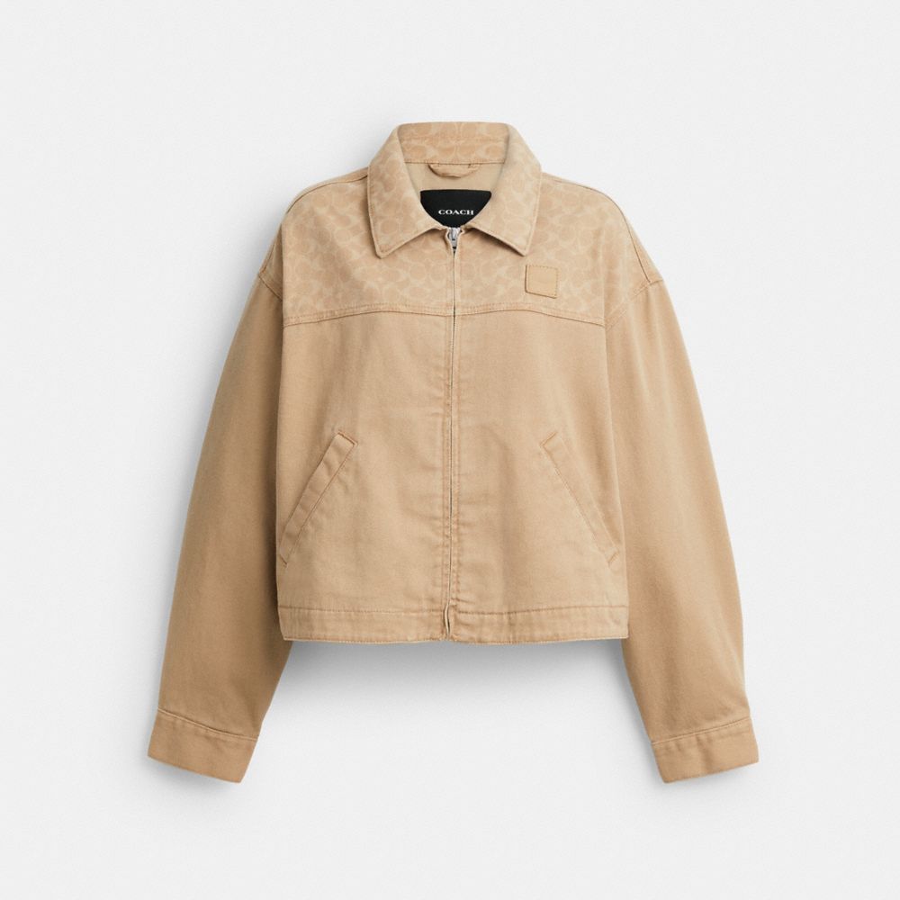 Coach Signature Denim Utility Jacket Light Cork