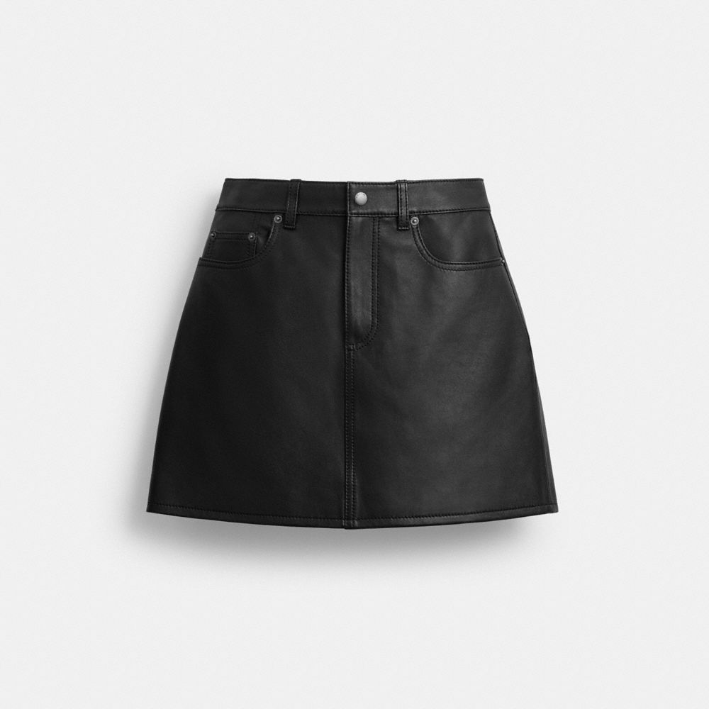 Coach Mini Leather Skirt Black