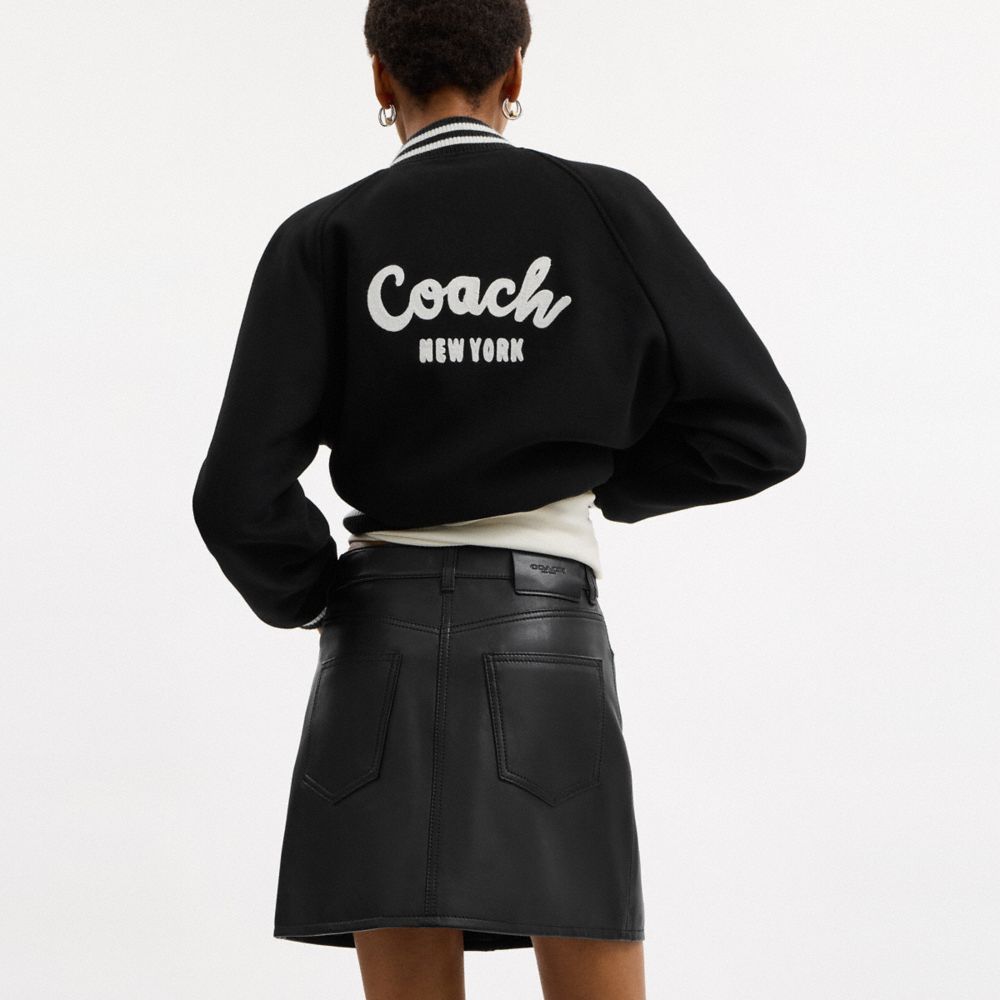 Coach Mini Leather Skirt Black