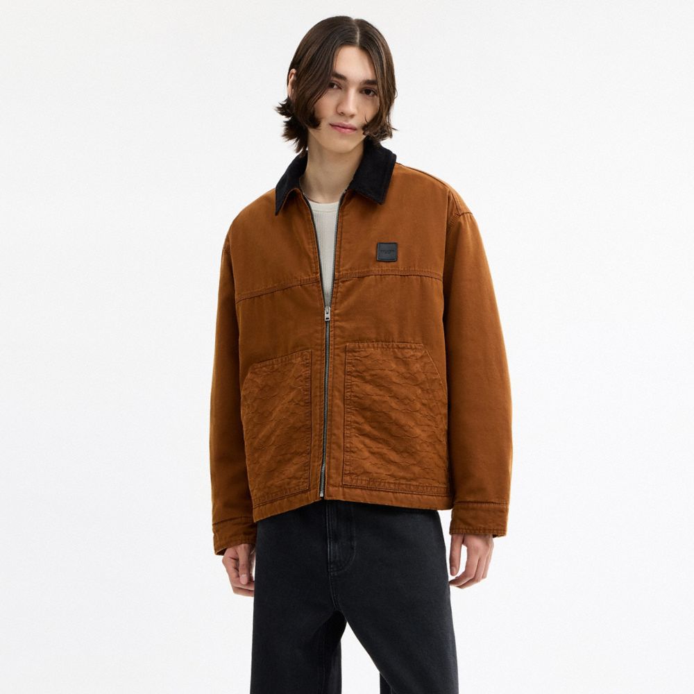 Coach Work Jacket With Quilted Lining Brown