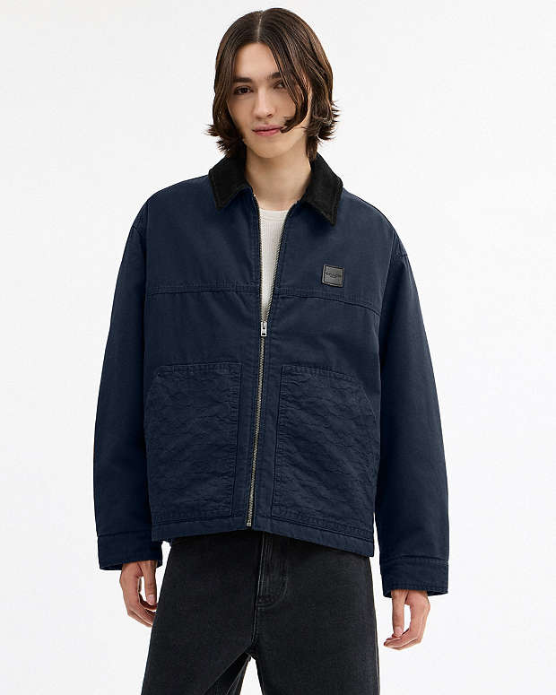 Work Jacket With Quilted Lining Navy Navy