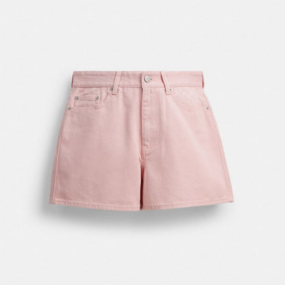 Coach Colorful Signature Denim Shorts Pink