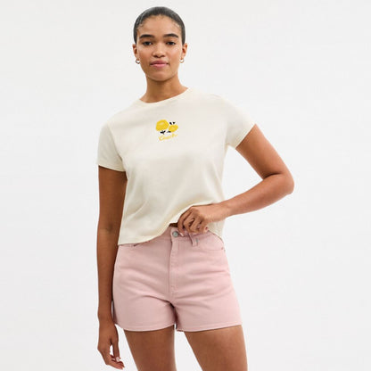 Coach Colorful Signature Denim Shorts Pink