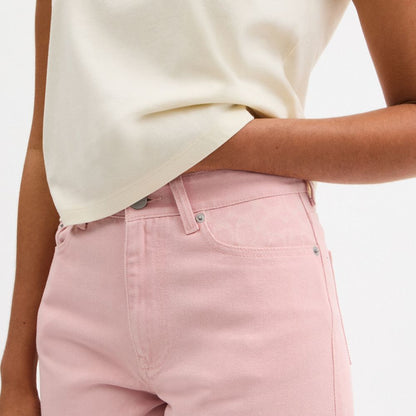 Coach Colorful Signature Denim Shorts Pink