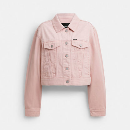 Coach Colorful Signature Denim Jacket Pink