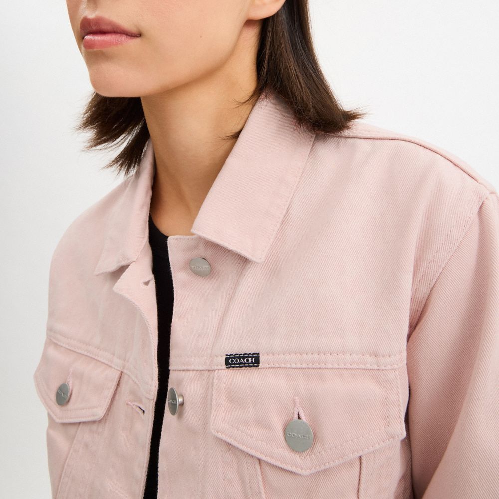 Coach Colorful Signature Denim Jacket Pink