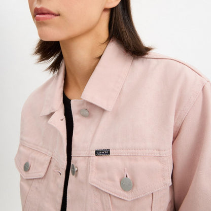 Coach Colorful Signature Denim Jacket Pink