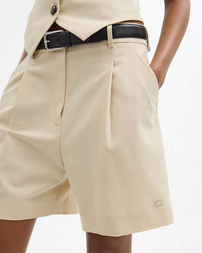 Tailored Shorts In Recycled Polyester Sand Sand