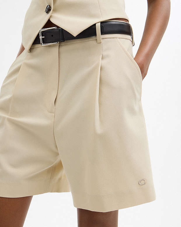 Tailored Shorts In Recycled Polyester Sand Sand