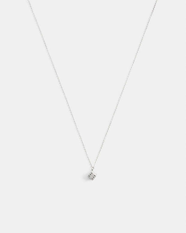 Dice Pendant Necklace Silver Silver