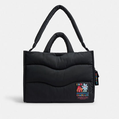 Coach Coachtopia Loop Tote With Wavy Quilting Black 2