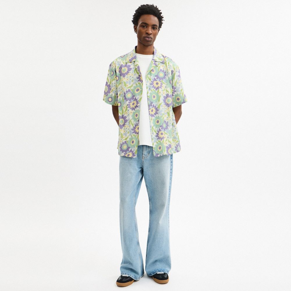 Coach Floral Camp Shirt Purple Floral