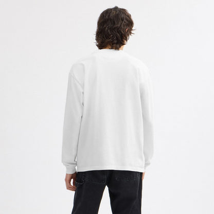 Coach Surf Long Sleeve Relaxed T Shirt In Organic Cotton White