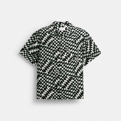Coach Printed Camp Shirt Black Green Multi