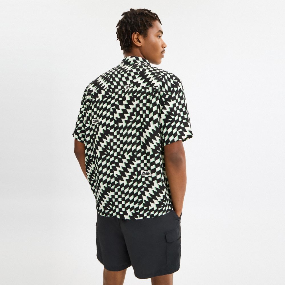 Coach Printed Camp Shirt Black Green Multi