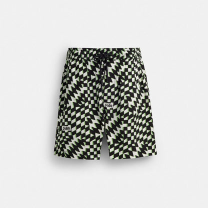 Coach Printed Camp Shorts Black Green Multi