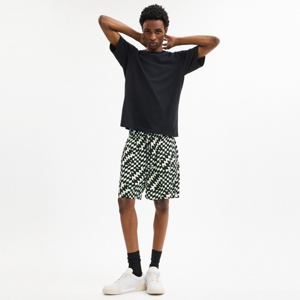 Coach Printed Camp Shorts Black Green Multi