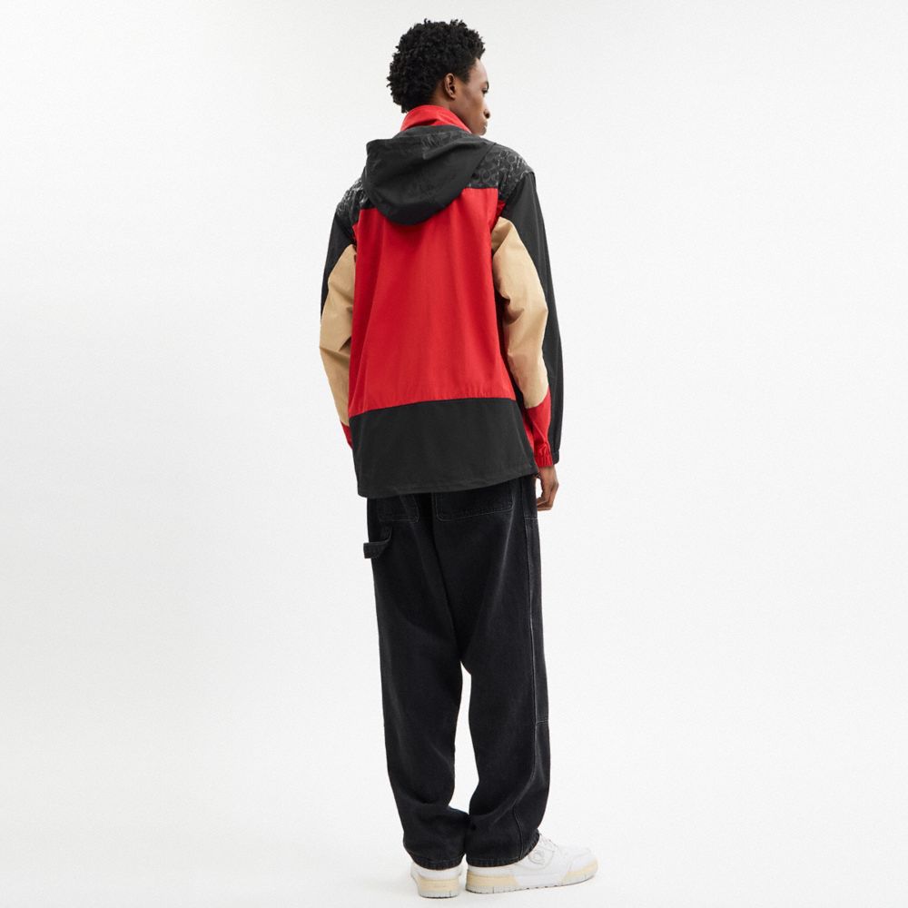 Coach Convertible Windbreaker Black Red