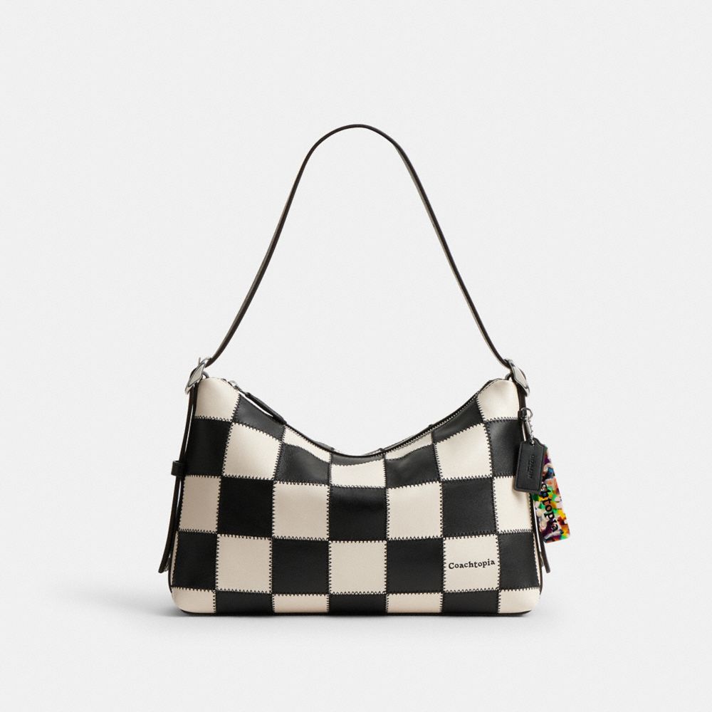 Coach Alter/Ego Slouchy Shoulder Bag In Checkerboard Upcrafted Leather Black Chalk