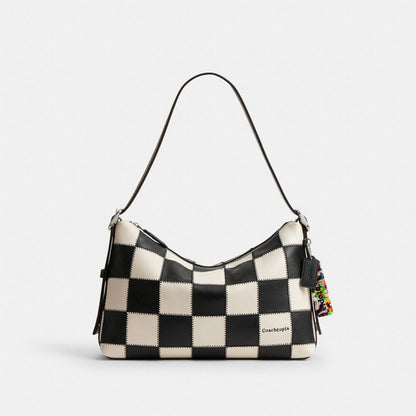 Coach Alter/Ego Slouchy Shoulder Bag In Checkerboard Upcrafted Leather Black Chalk