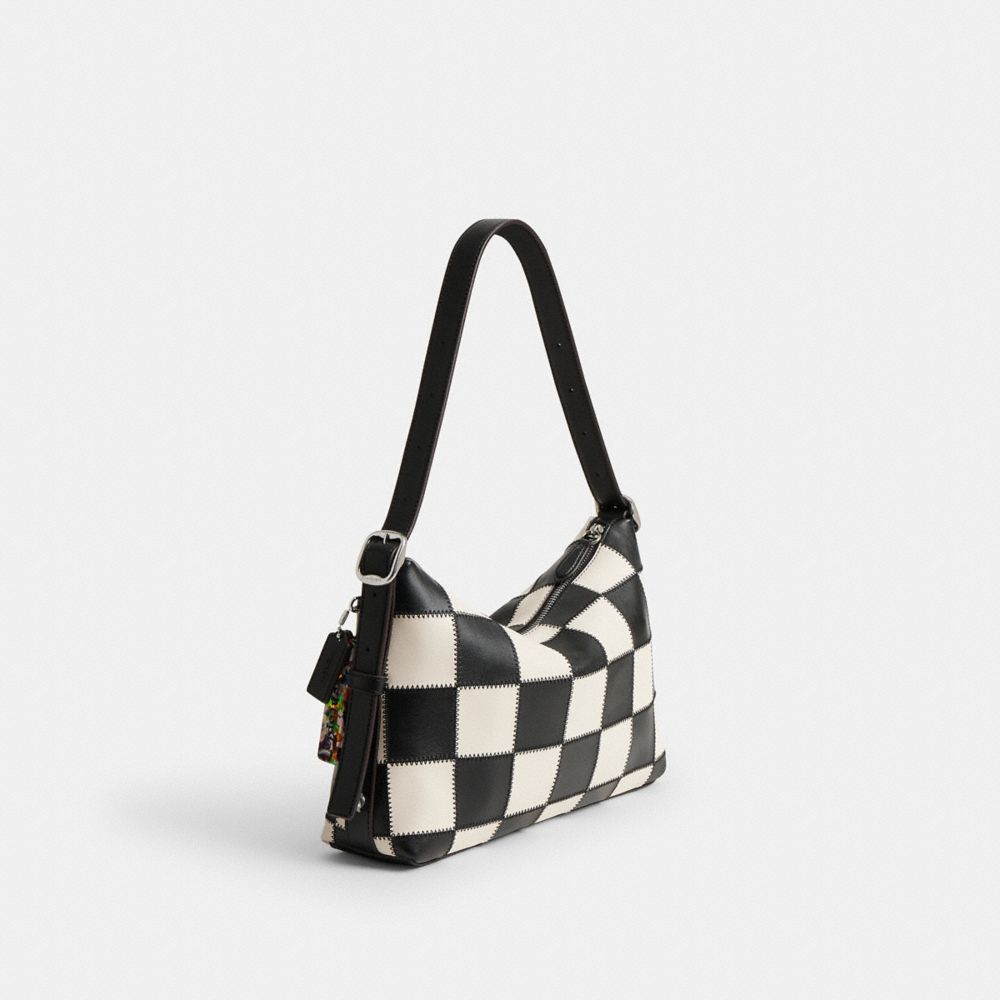 Coach Alter/Ego Slouchy Shoulder Bag In Checkerboard Upcrafted Leather Black Chalk
