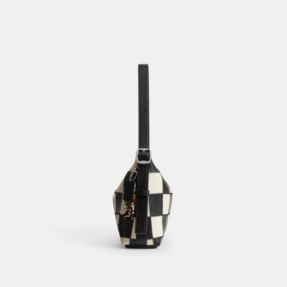 Coach Alter/Ego Slouchy Shoulder Bag In Checkerboard Upcrafted Leather Black Chalk