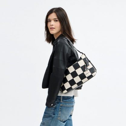 Coach Alter/Ego Slouchy Shoulder Bag In Checkerboard Upcrafted Leather Black Chalk