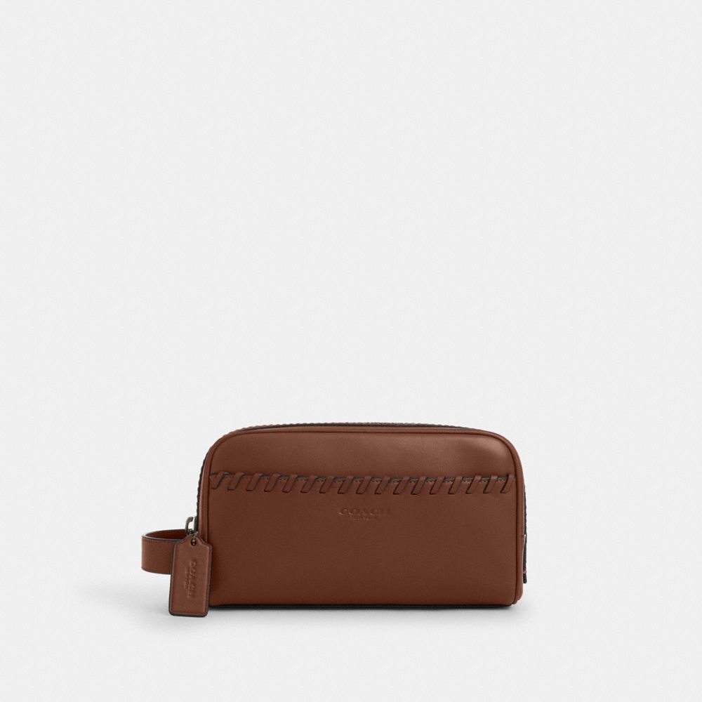Coach Small Travel Kit With Whipstitch Gunmetal Saddle