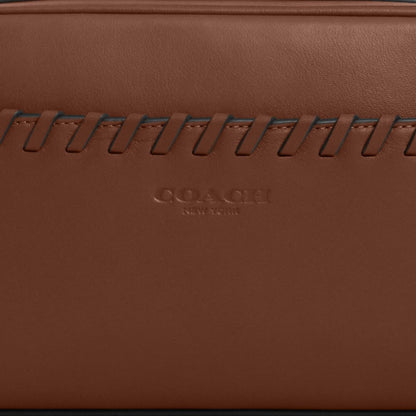 Coach Small Travel Kit With Whipstitch Gunmetal Saddle