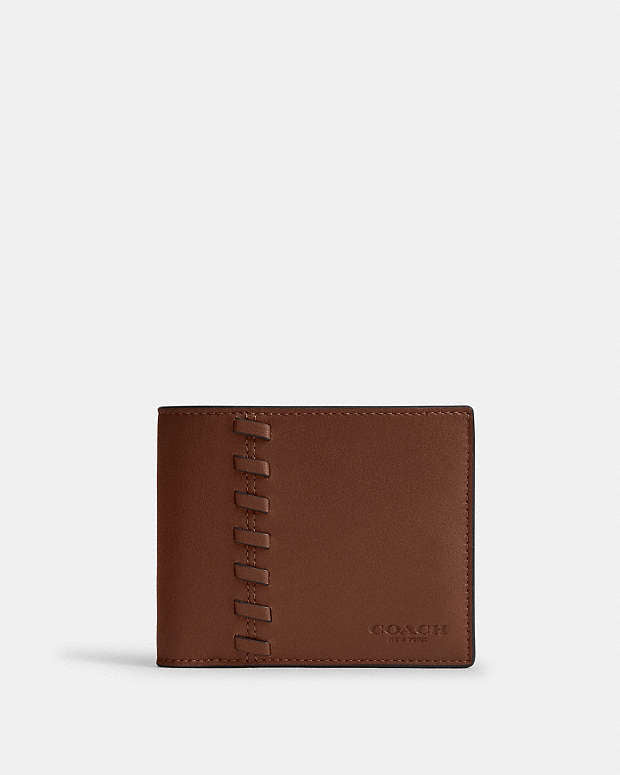 3 In 1 Wallet With Whipstitch Gunmetal-Saddle Gunmetal-Saddle
