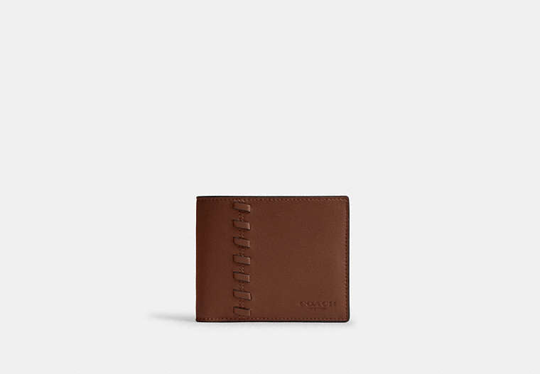3 In 1 Wallet With Whipstitch Smooth Leather-Gunmetal-Saddle Smooth Leather-Gunmetal-Saddle