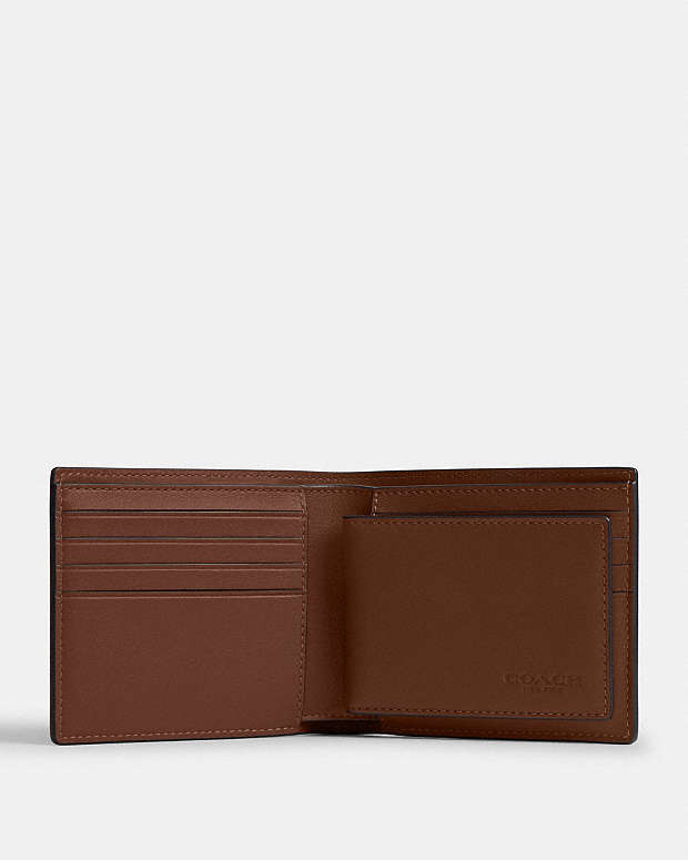 3 In 1 Wallet With Whipstitch Gunmetal-Saddle Gunmetal-Saddle