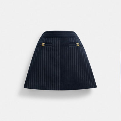 Coach Heritage C Tailored Mini Skirt White Navy