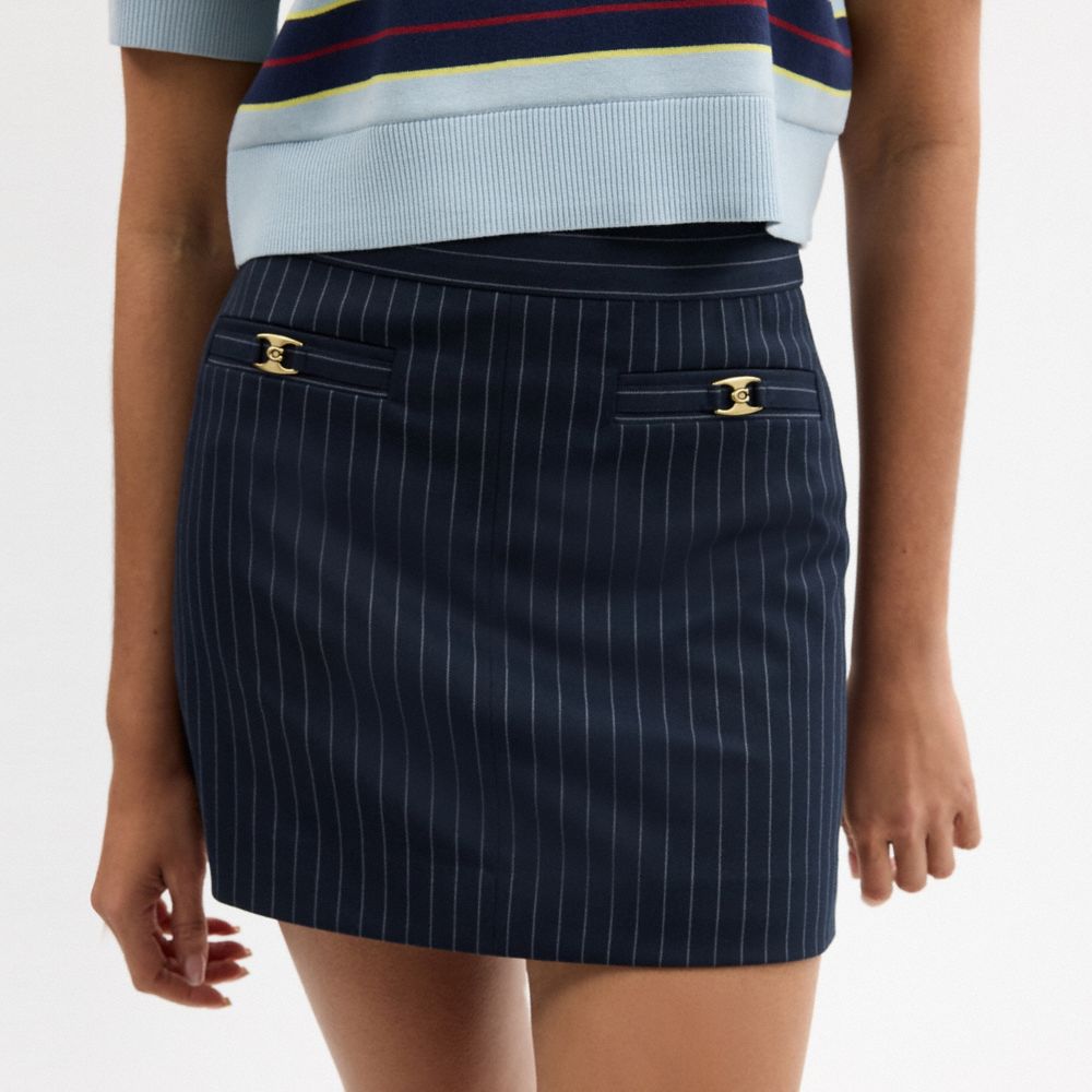 Coach Heritage C Tailored Mini Skirt White Navy