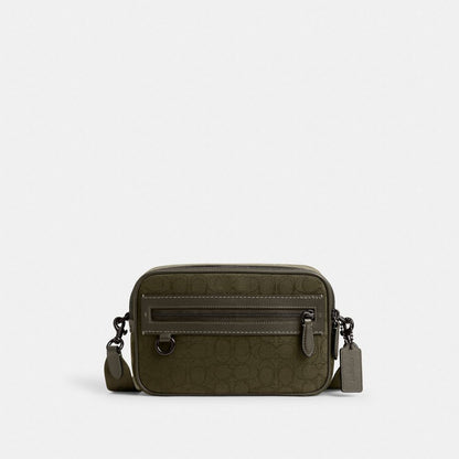 Coach Theo Camera Bag In Signature Jacquard Olive Drab