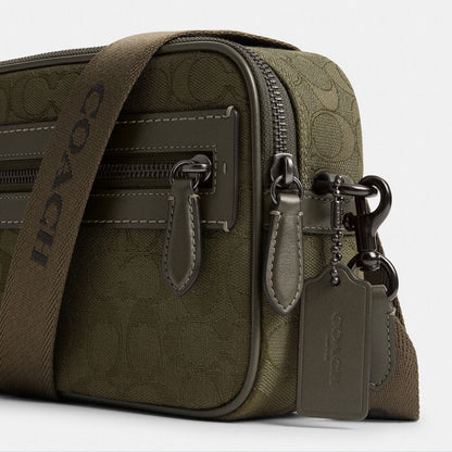 Coach Theo Camera Bag In Signature Jacquard Olive Drab
