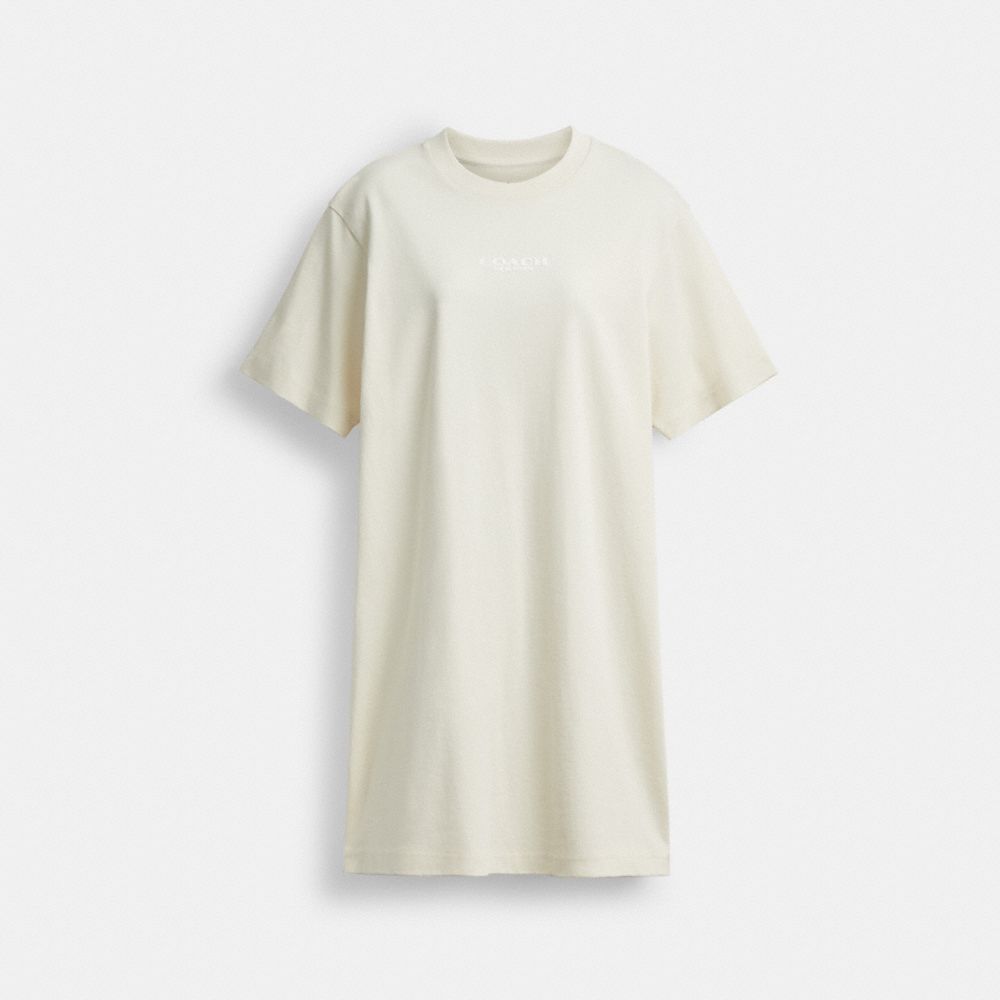 Coach New York T Shirt Dress In Organic Cotton Cream
