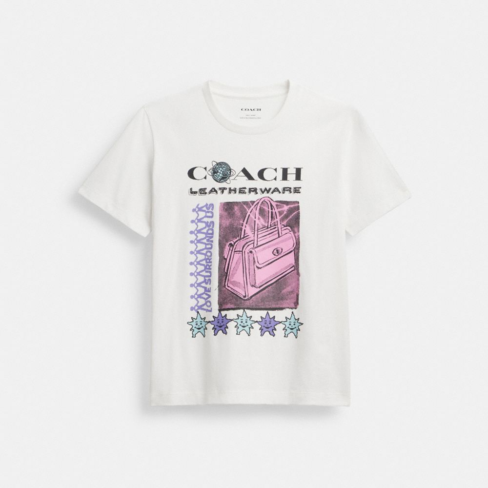 Coach Leatherware Collage Classic T Shirt In Organic Cotton White