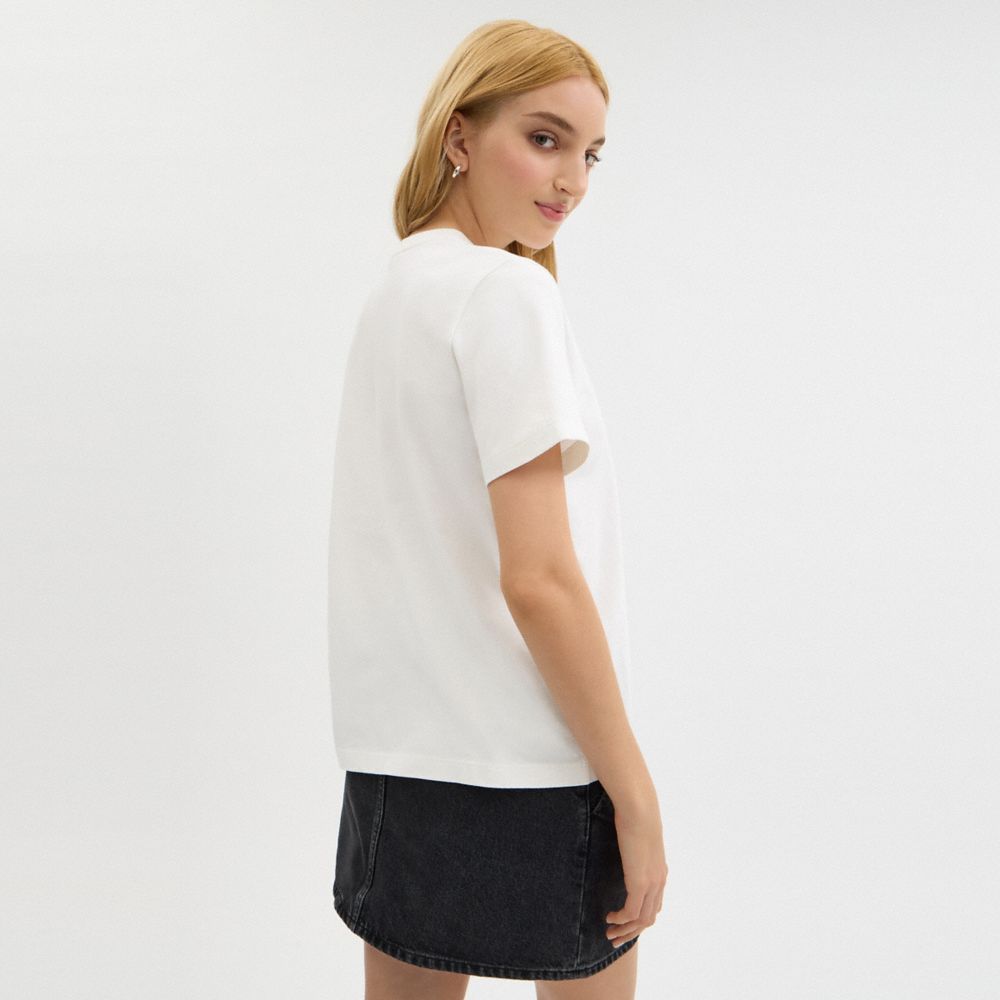 Coach Leatherware Collage Classic T Shirt In Organic Cotton White