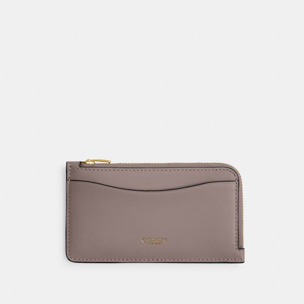Coach New York Zip Card Case In Colorblock Brass Ash Multi