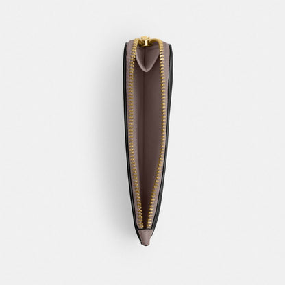 Coach New York Zip Card Case In Colorblock Brass Ash Multi