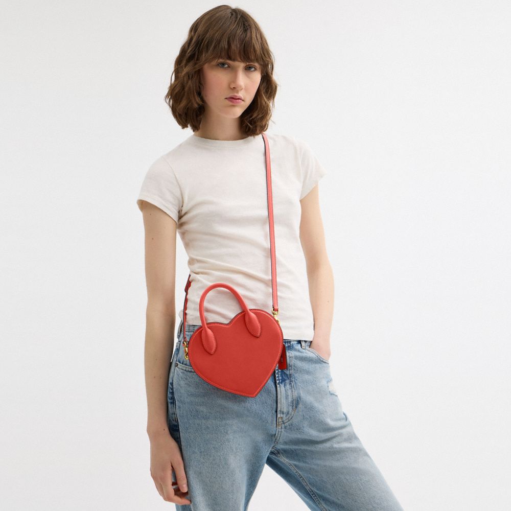 Coach Heart Bag Brass Carmine