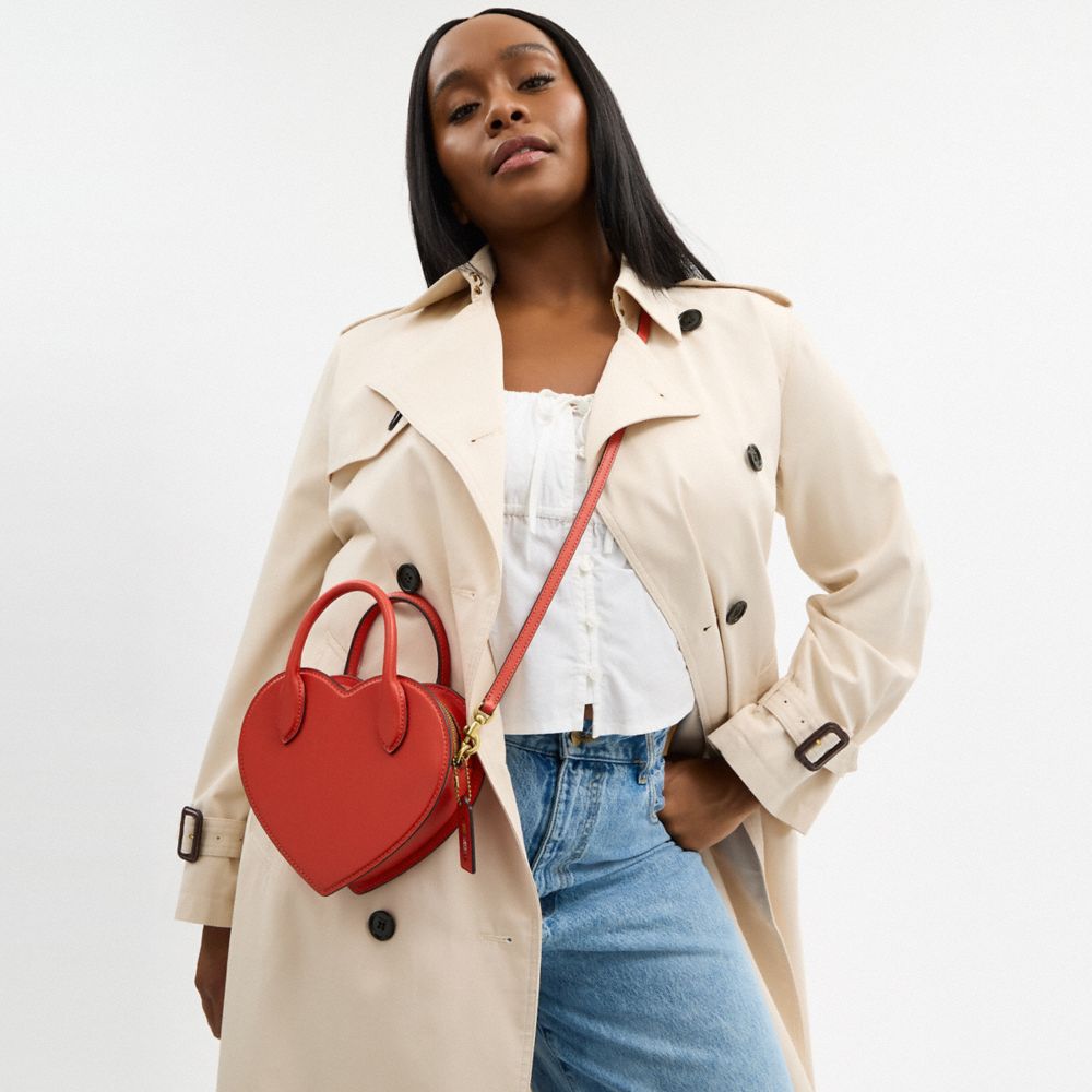 Coach Heart Bag Brass Carmine