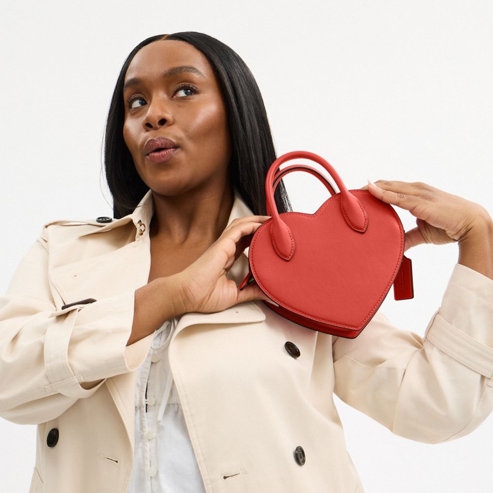Coach Heart Bag Brass Carmine