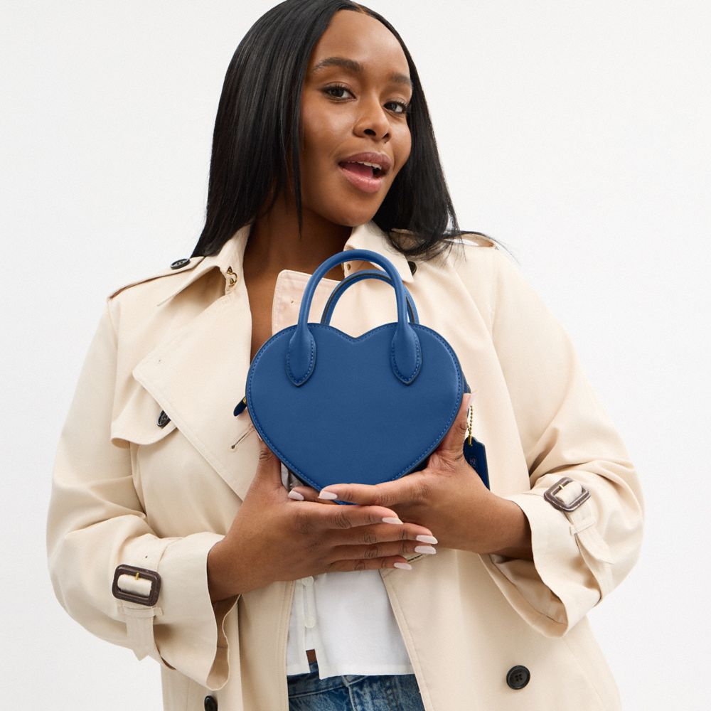 Coach Heart Bag Brass Blue