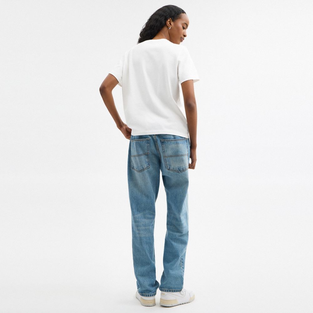 Coach Shell Signature Square Classic T Shirt In Organic Cotton White