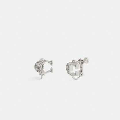 Coach Sculpted C Clip On Earrings Silver