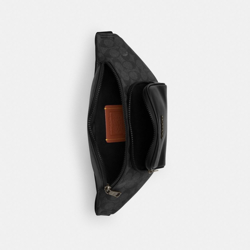 Coach Racer Small Belt Bag In Signature Canvas Gunmetal Charcoal Black