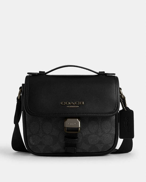 Racer Crossbody Bag In Signature Canvas Signature Canvas-Gunmetal-Charcoal-Black Signature Canvas-Gunmetal-Charcoal-Black