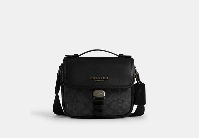 Racer Crossbody Bag In Signature Canvas Signature Canvas-Gunmetal-Charcoal-Black Signature Canvas-Gunmetal-Charcoal-Black